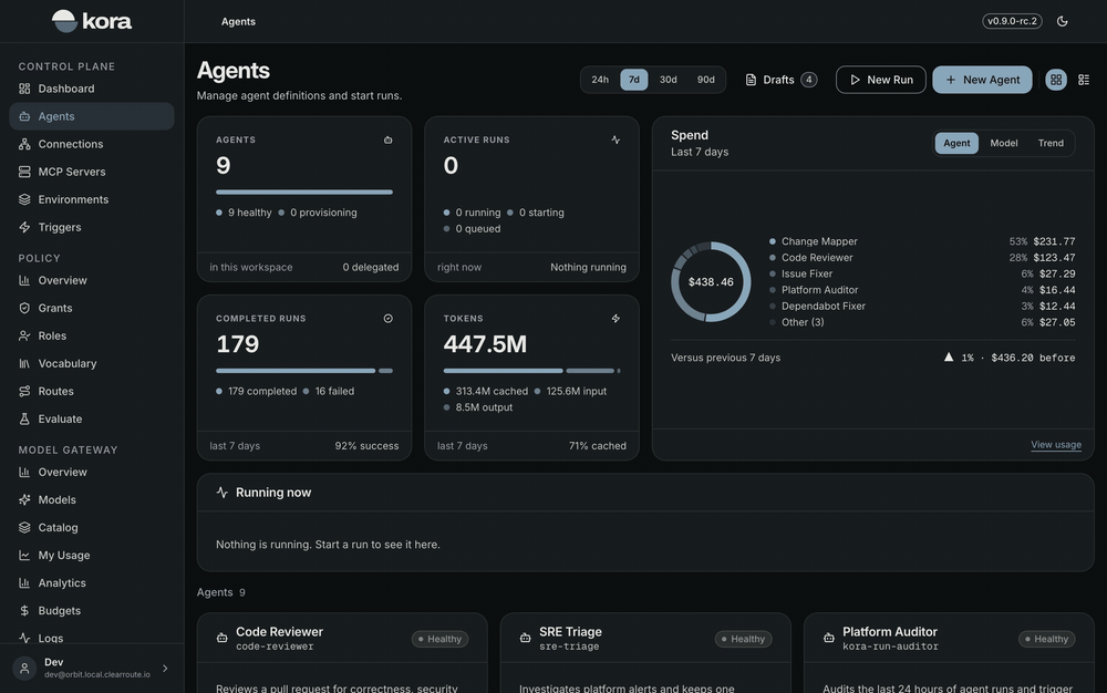 Creating an agent in the kora console